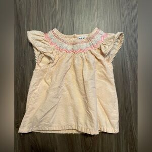 Nicole Miller Cream & Pink Blouse with Ruffle Sleeves and embroidered detail 5T
